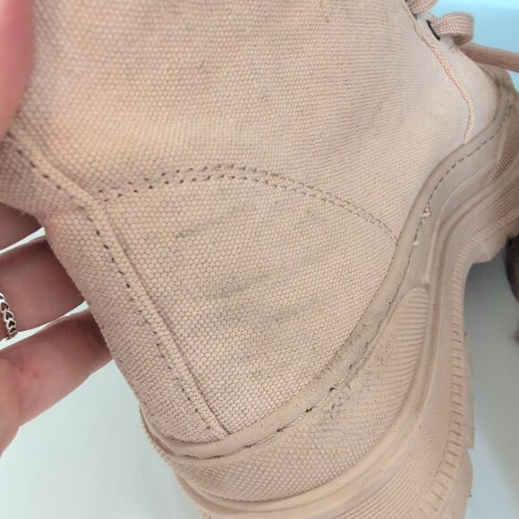 Free People Camp Out Canvas Combat Boot Tan‎ Lug Heel Chunky Streetwear 38 7.5-8 - Picture 10 of 13